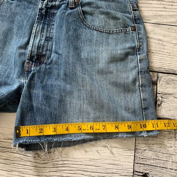 Vintage Y2K Tommy Hilfiger Flag Patch Denim Cutoff Freedom Jean Shorts - Picture 12 of 13